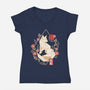 Geometric Autumn Fox-Womens-V-Neck-Tee-NemiMakeit