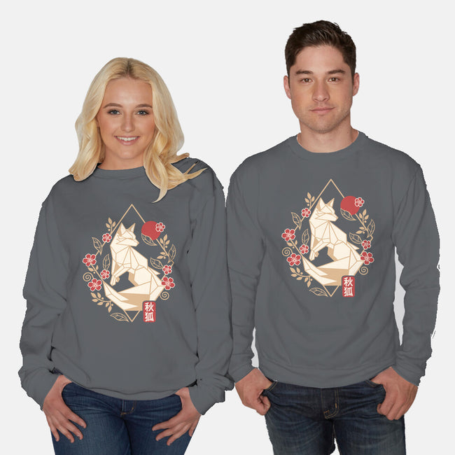 Geometric Autumn Fox-Unisex-Crew Neck-Sweatshirt-NemiMakeit
