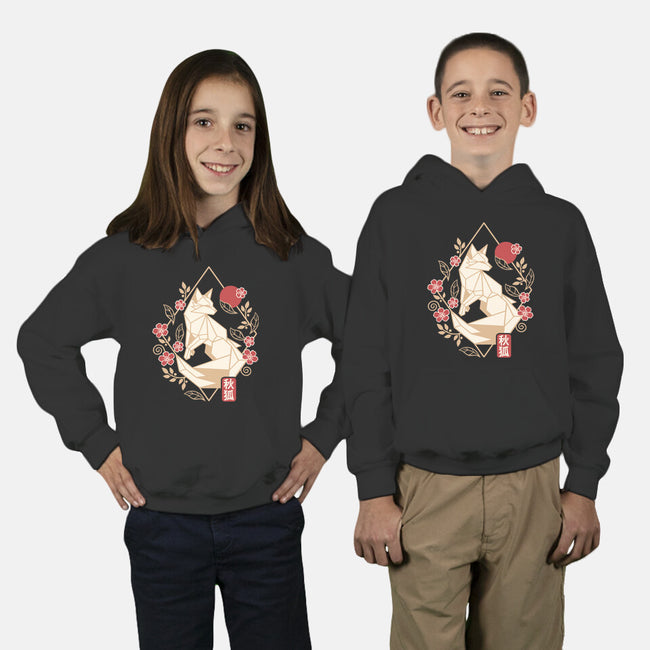 Geometric Autumn Fox-Youth-Pullover-Sweatshirt-NemiMakeit