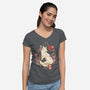 Geometric Autumn Fox-Womens-V-Neck-Tee-NemiMakeit