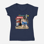My Neighbor Sumo-Womens-V-Neck-Tee-joerawks