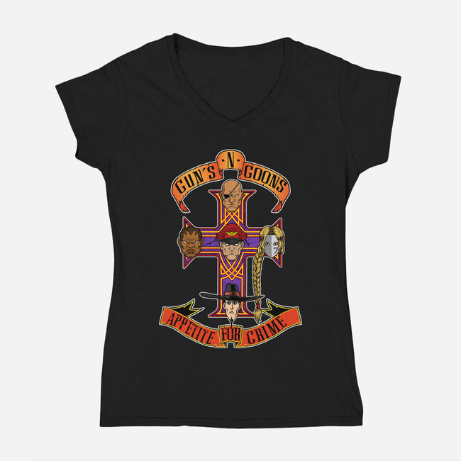 Appetite For Crime-Womens-V-Neck-Tee-joerawks
