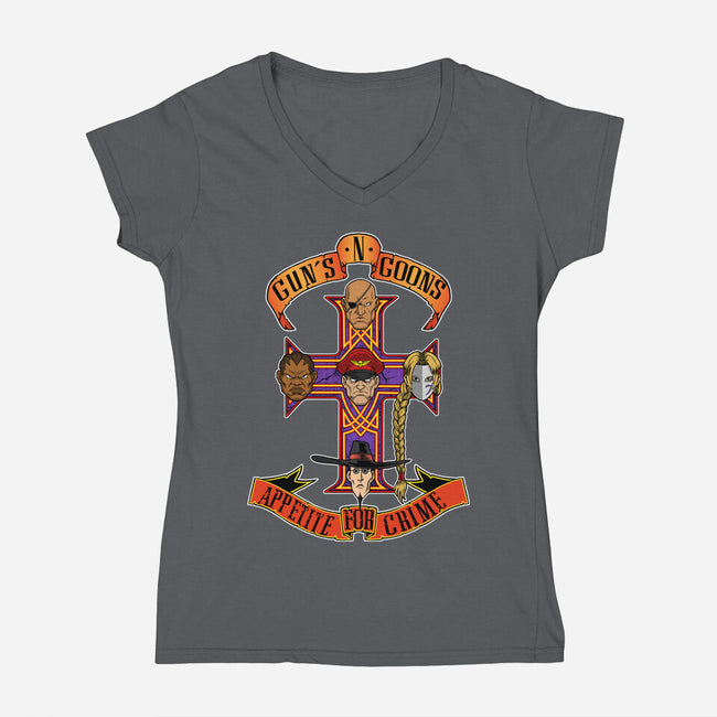 Appetite For Crime-Womens-V-Neck-Tee-joerawks