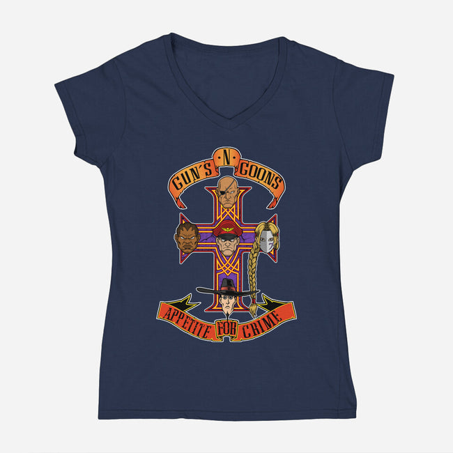 Appetite For Crime-Womens-V-Neck-Tee-joerawks