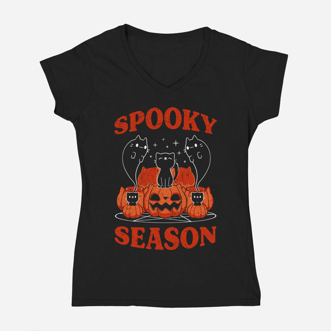 Spooky Season Cats-Womens-V-Neck-Tee-tobefonseca