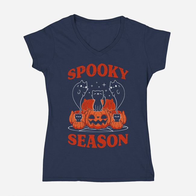 Spooky Season Cats-Womens-V-Neck-Tee-tobefonseca