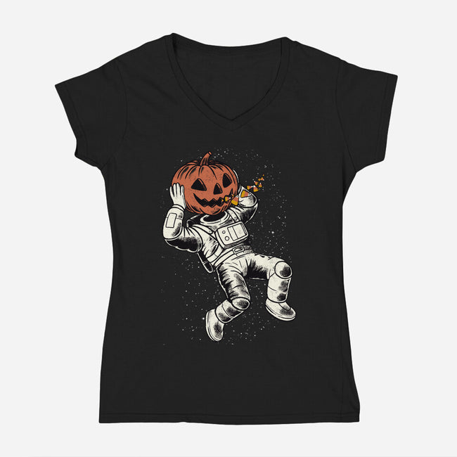 Trick Or Treat Astronaut Halloween-Womens-V-Neck-Tee-tobefonseca