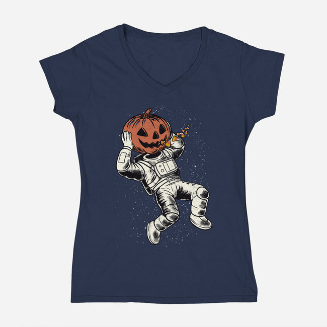 Trick Or Treat Astronaut Halloween-Womens-V-Neck-Tee-tobefonseca