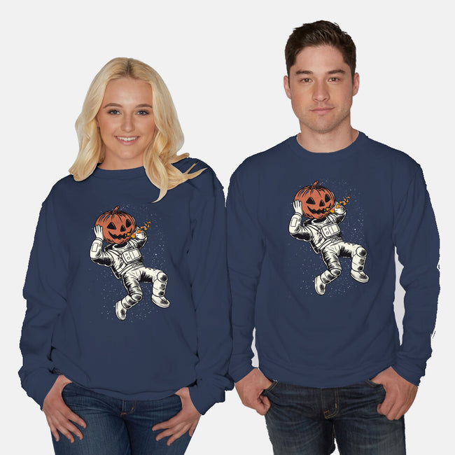 Trick Or Treat Astronaut Halloween-Unisex-Crew Neck-Sweatshirt-tobefonseca