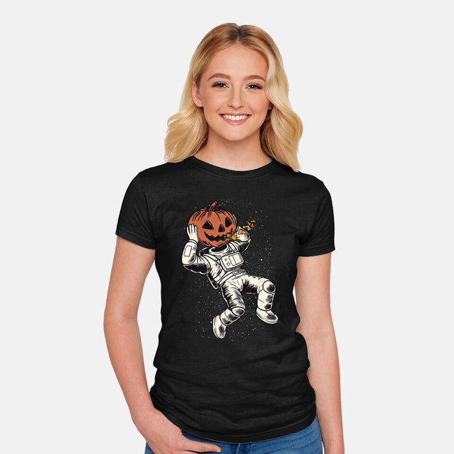 Trick Or Treat Astronaut Halloween-Womens-Fitted-Tee-tobefonseca