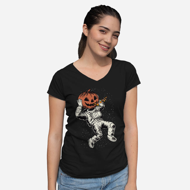 Trick Or Treat Astronaut Halloween-Womens-V-Neck-Tee-tobefonseca