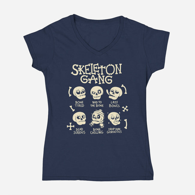 Skeleton Gang-Womens-V-Neck-Tee-tobefonseca