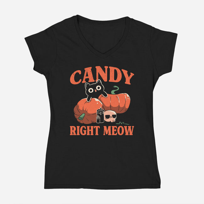 Candy Right Meow-Womens-V-Neck-Tee-tobefonseca