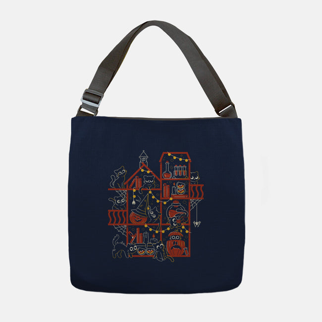Happy Meoween Black Cat Halloween-None-Adjustable Tote-Bag-tobefonseca