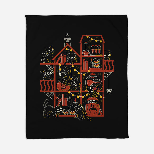 Happy Meoween Black Cat Halloween-None-Fleece-Blanket-tobefonseca