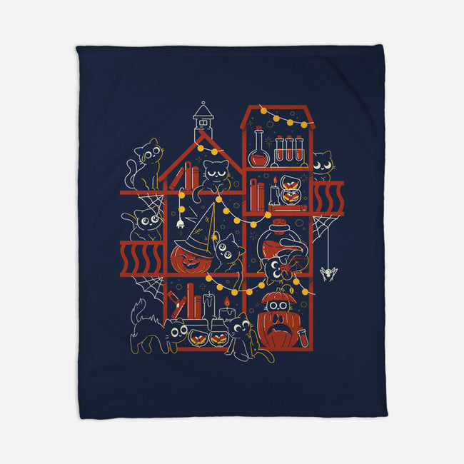 Happy Meoween Black Cat Halloween-None-Fleece-Blanket-tobefonseca