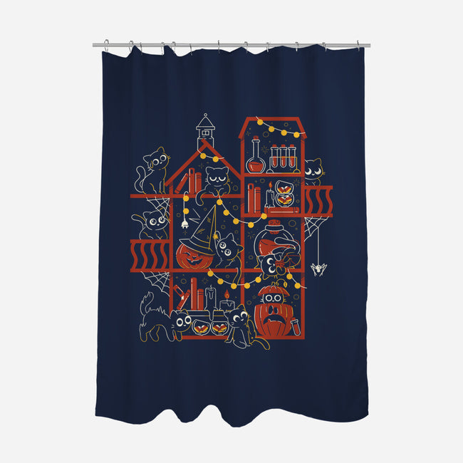 Happy Meoween Black Cat Halloween-None-Polyester-Shower Curtain-tobefonseca