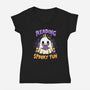 Reading Is Spooky Fun-Womens-V-Neck-Tee-Vallina84