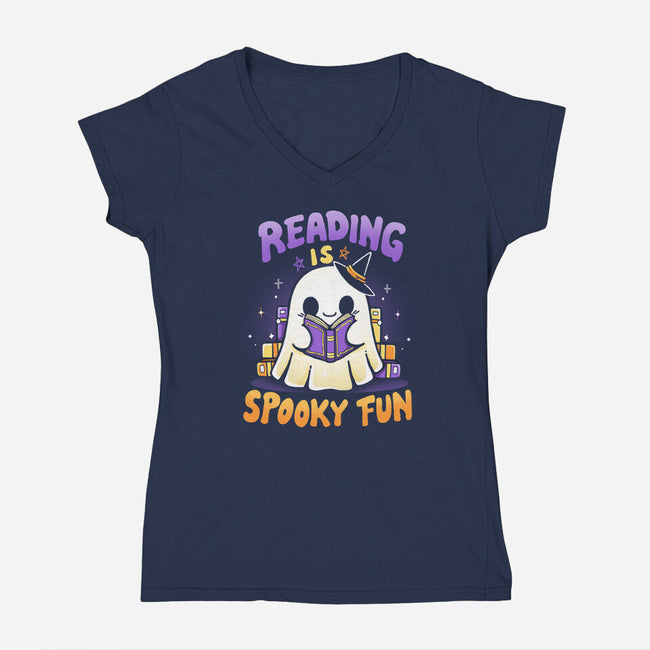 Reading Is Spooky Fun-Womens-V-Neck-Tee-Vallina84