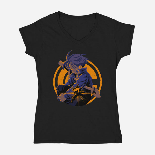 Fighter From Future-Womens-V-Neck-Tee-rmatix