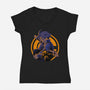 Fighter From Future-Womens-V-Neck-Tee-rmatix