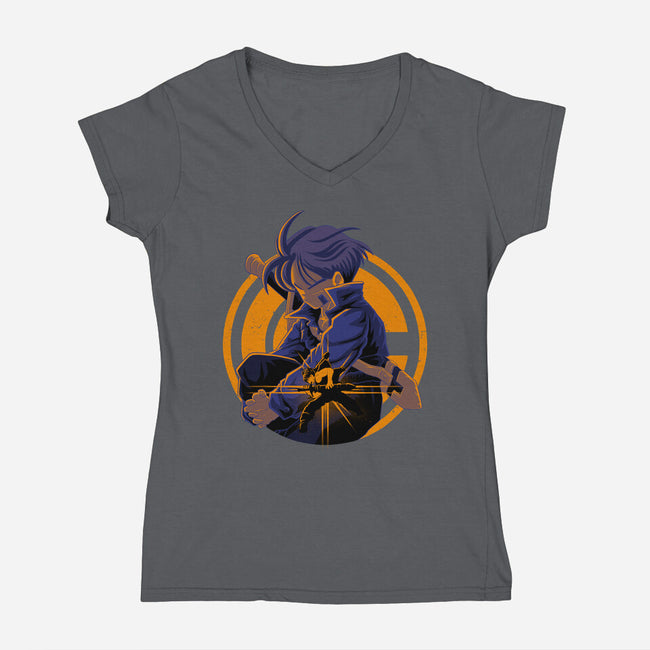 Fighter From Future-Womens-V-Neck-Tee-rmatix