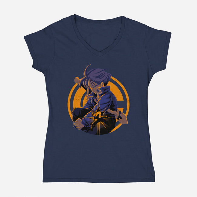 Fighter From Future-Womens-V-Neck-Tee-rmatix