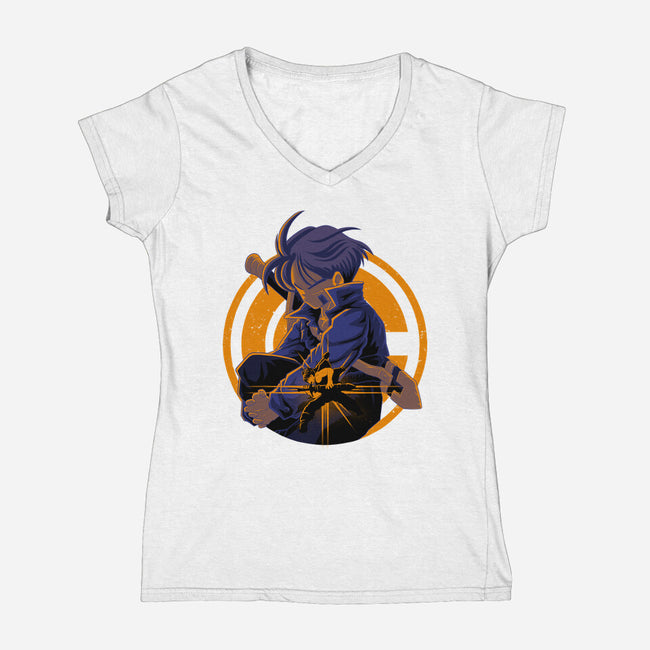 Fighter From Future-Womens-V-Neck-Tee-rmatix