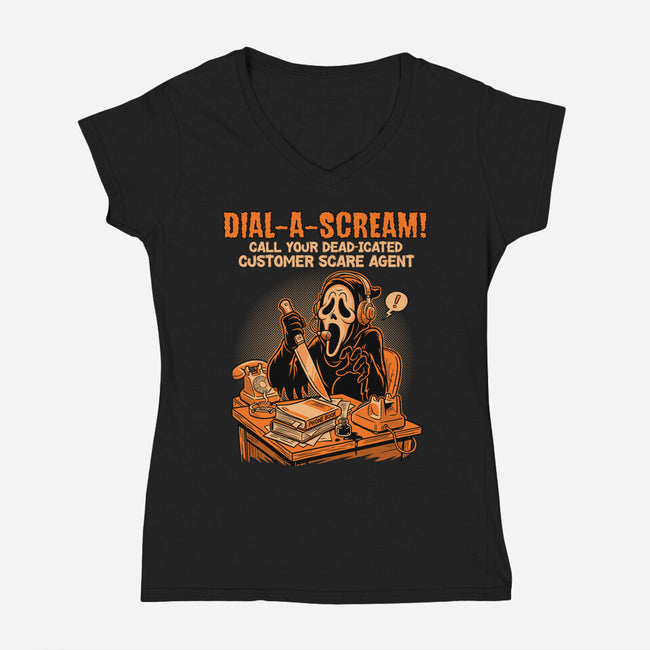 Dial A Scream-Womens-V-Neck-Tee-P1yu5h