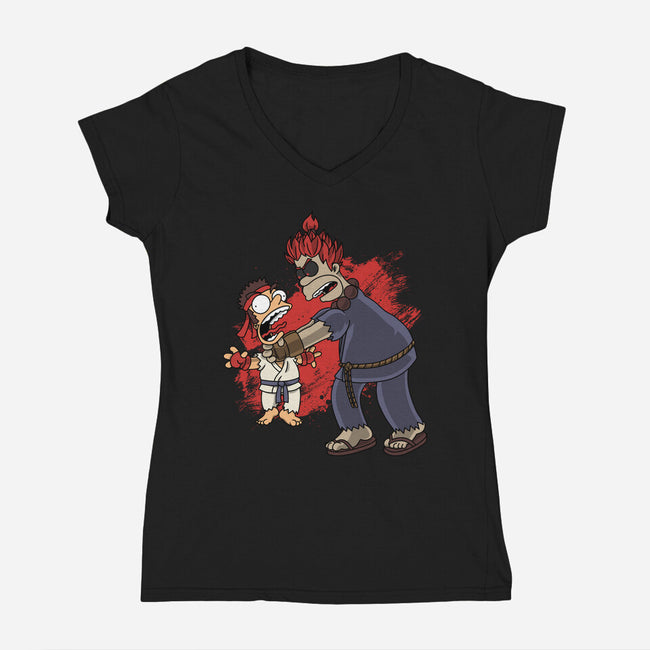 Why You Little Gouken-Womens-V-Neck-Tee-joerawks