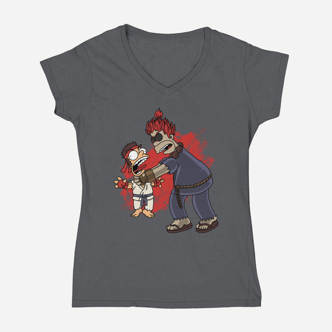 Why You Little Gouken-Womens-V-Neck-Tee-joerawks