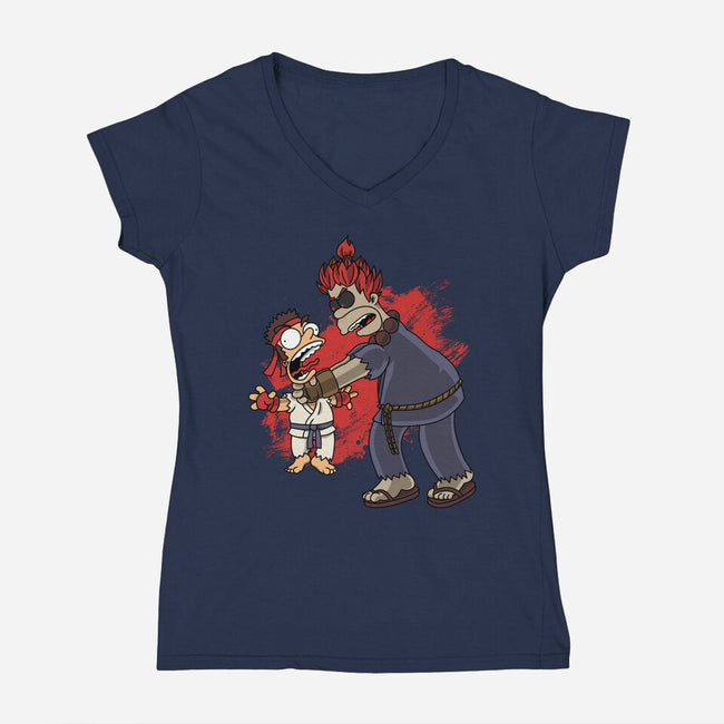 Why You Little Gouken-Womens-V-Neck-Tee-joerawks