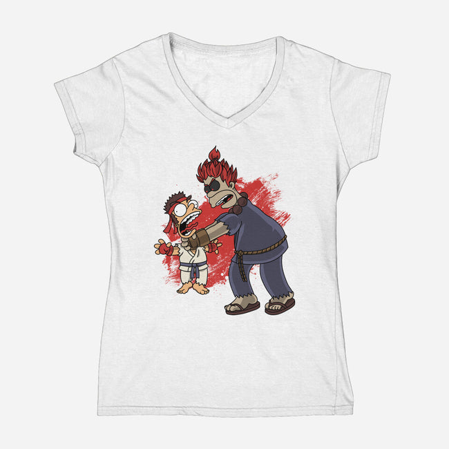 Why You Little Gouken-Womens-V-Neck-Tee-joerawks