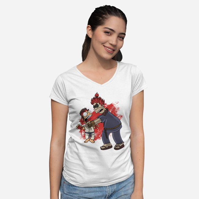Why You Little Gouken-Womens-V-Neck-Tee-joerawks