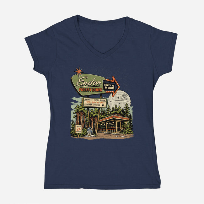 Endor Forest Diner-Womens-V-Neck-Tee-sebasebi
