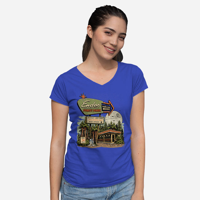 Endor Forest Diner-Womens-V-Neck-Tee-sebasebi