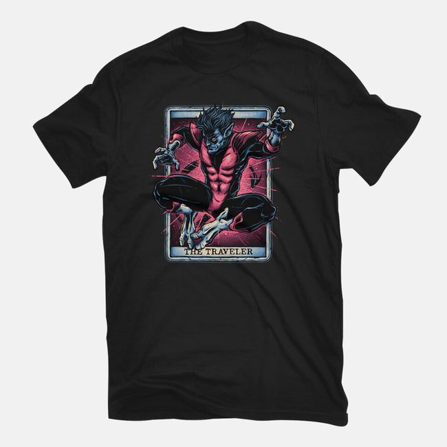 The Traveler In The Void-Womens-Fitted-Tee-glitchygorilla