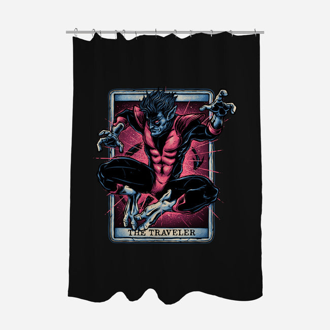 The Traveler In The Void-None-Polyester-Shower Curtain-glitchygorilla