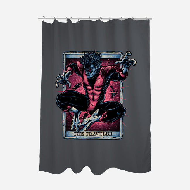 The Traveler In The Void-None-Polyester-Shower Curtain-glitchygorilla
