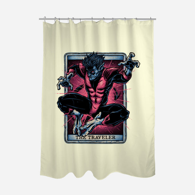 The Traveler In The Void-None-Polyester-Shower Curtain-glitchygorilla