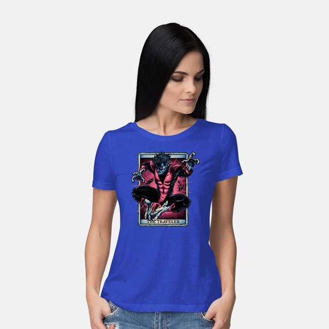 The Traveler In The Void-Womens-Basic-Tee-glitchygorilla