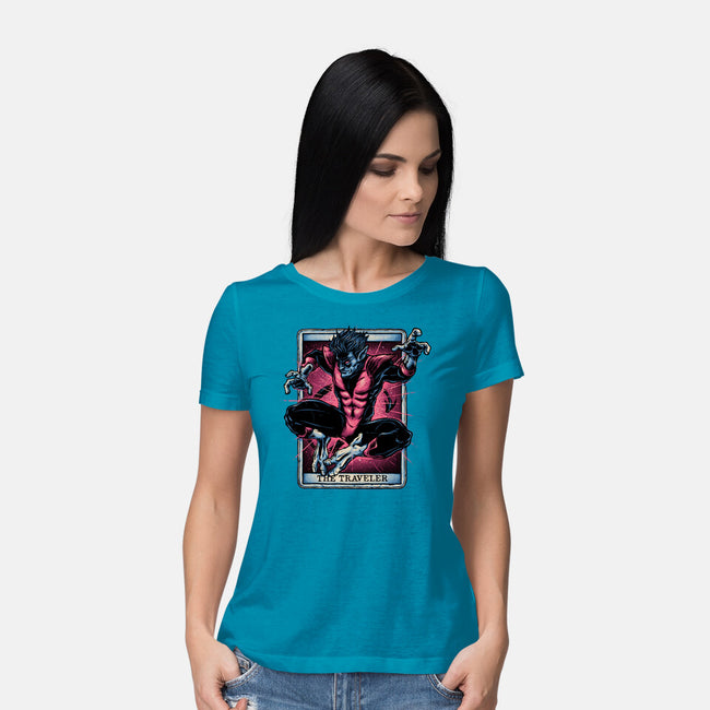 The Traveler In The Void-Womens-Basic-Tee-glitchygorilla
