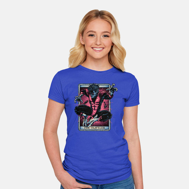 The Traveler In The Void-Womens-Fitted-Tee-glitchygorilla
