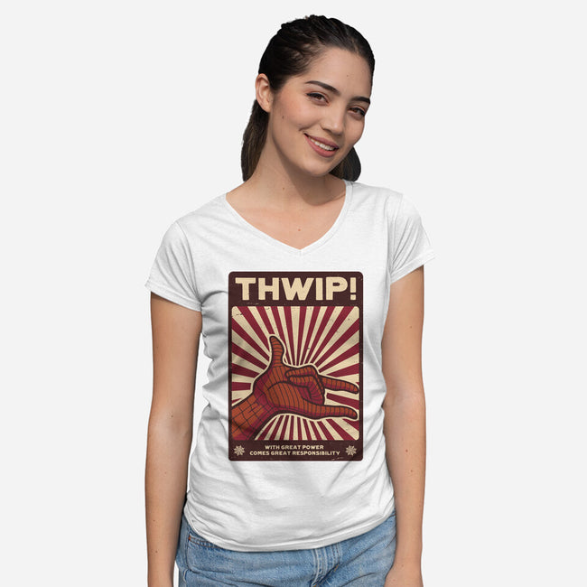Thwip-Womens-V-Neck-Tee-Eilex Design