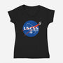 Space Nostromo-Womens-V-Neck-Tee-DrMonekers