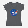 Space Nostromo-Womens-V-Neck-Tee-DrMonekers