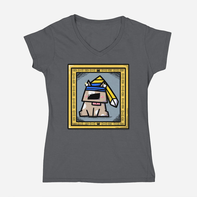 Dog With Earrings-Womens-V-Neck-Tee-bloomgrace28