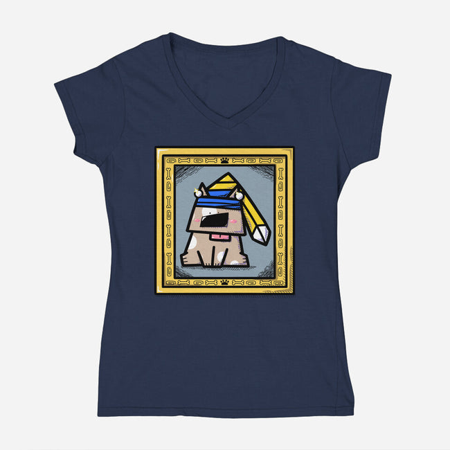 Dog With Earrings-Womens-V-Neck-Tee-bloomgrace28