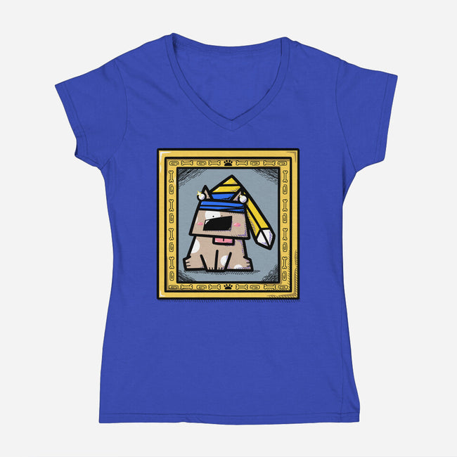 Dog With Earrings-Womens-V-Neck-Tee-bloomgrace28