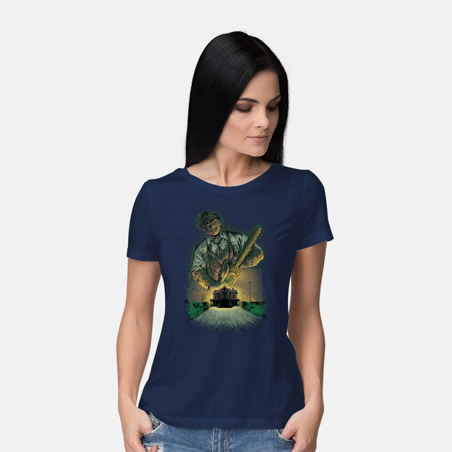 Chainsaw Butcher-Womens-Basic-Tee-Astrobot Invention